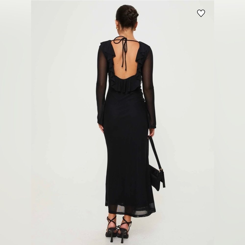 Princess Polly Maskell Long Sleeve Maxi Dress Black Sheer — Size 4 - Picture 4 of 14